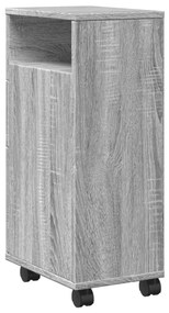 szürke sonoma szerelt fa görgős keskeny fürdőszobaszekrény