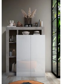 LENOR szekrény, fehér/betonhatású szürke