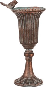 Fém kehely 30 cm madárdísszel réz színben