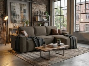 SMART BOUCLE L alakú kihúzható, megfordítható sarokkanapé 232x143 cm, szürkésbarna