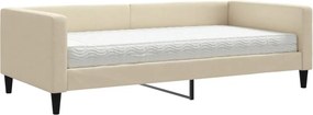 vidaXL krémszínű szövet kanapéágy matraccal 100x200 cm