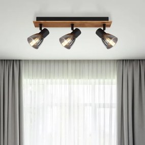 Globo 54307-3W - CLAUDE 3xE14/40W spotlámpa fekete/fa