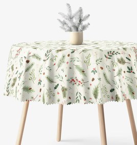 Goldea karácsonyi kör alakú teflonos terítő - téli ágacskák Ø 140 cm