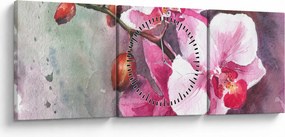 Kép - Orchideák, akvarell (órával) (90x30 cm)