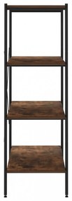 fekete és sötét faszínű 4 szintes polcrendszer 80 x 40 x 130 cm