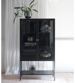 Fekete fém tálalószekrény 90x160 cm Carmel – Unique Furniture