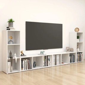 4 db fehér szerelt fa TV-szekrény 107 x 35 x 37 cm