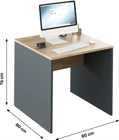 Íróasztal, grafit/tölgyfa artisan, RIOMA NEW TYP 17