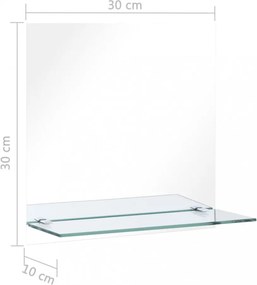 edzett üveg falitükör polccal 30 x 30 cm