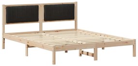 Ágykeret Kárpitozott Fejtámlával Fekete 160 x 200 cm