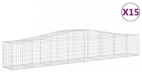 vidaXL 15 db íves horganyzott vas gabion kosár 400x50x60/80 cm