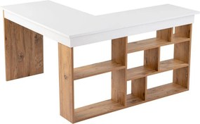 Íróasztal borovi fenyő dekorral 120x130 cm Vesper – Kalune Design