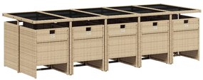 11részes vegyes bézs polyrattan kerti étkezőgarnitúra párnákkal