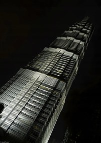 Poszter 21x29,7cm Jinmao torony éjszaka Sanghajban, Assaf Frank