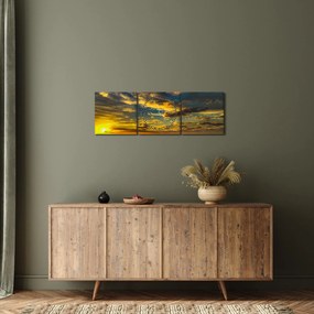 Naplemente a tengeren (órával) (90x30 cm)