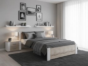 Ágy IKAROS 90 x 200 cm, fehér/som tölgy Matrac: Coco Maxi matrac 20 cm, Ágyrács: Deszkás ágyráccsal
