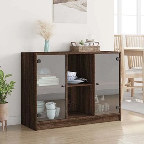 barna tölgy színű szerelt fa tálalószekrény 102x37x75,5 cm
