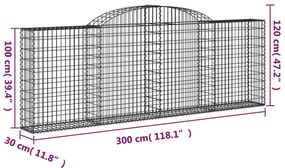 20 db íves horganyzott vas gabion kosár 300 x 30 x 100/120 cm