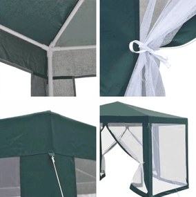 Kerti pavilon sátor, 3,9x2,5x3,9m, zöld/fehér, RINGE TYP 1+6 oldal