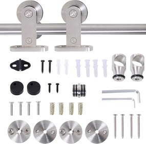 HOMCOM Csúszóajtó Készlet Fa Csúszóajtók Rozsdamentes Acél Sínek | Aosom
