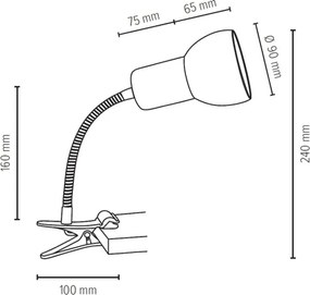 Spot-Light 2224174WFC - Csíptethető lámpa SVENDA 1xE27/60W/230V