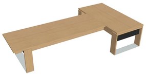 Verno+ S asztal 200 x 370 cm, kiegészítő íróasztallal, világos tölgy / fekete