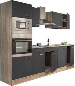 Yorki 270 konyhabútor sonoma tölgy korpusszal, selyemfényű antracit fronttal