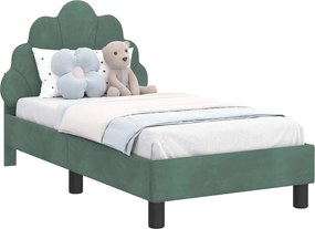 vidaXL Gyerekágy keret fejtámlával Tengeri Zöld 70 x 140 cm Bársony