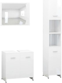 3 részes fehér szerelt fa fürdőszobai bútorszett