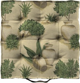 Kuba székpárna 40x6 bézs-zöld növényi motívum