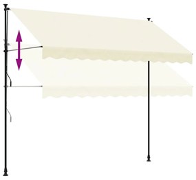 krémszínű szövet és acél feltekerhető napellenző 300 x 150 cm