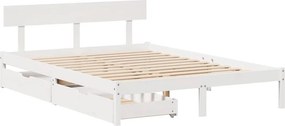 vidaXL fehér tömör fenyőfa ágy matrac nélkül 160 x 200 cm