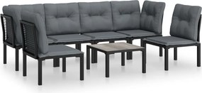 vidaXL 7 részes fekete-szürke polyrattan kerti ülőgarnitúra