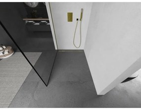 Mexen Kioto zuhanyparaván 90x200 cm 8 mm, arany profil, üveg fekete keret, 800-090-101-50-70