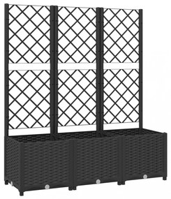 fekete polipropilén rácsos kerti ültetőláda 120 x 40 x 136 cm