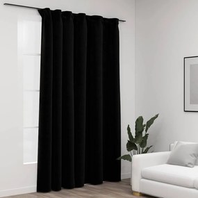 vidaXL 2 db fekete vászonhatású sötétítőfüggöny kampókkal 290 x 245 cm