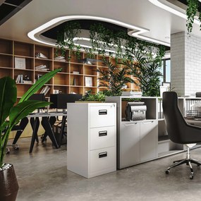 Fém irattartó szekrény, 3 fiókos SARA V3, 460 x 1020 x 620 mm, fehér