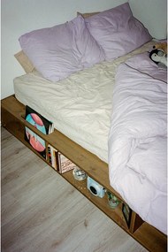 Barna borovi fenyő franciaágy ágyráccsal 140x200 cm Ziggy – Karup Design