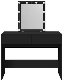 fekete LED-es fésülködőasztal 100 x 40 x 130 cm