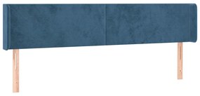 sötétkék bársony szárnyas fejtámla 163x16x78/88 cm