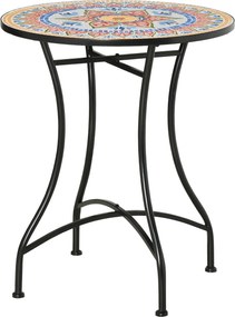 Outsunny Kültéri Asztal Ø60 cm, Időjárásálló Fém Terasz Asztal, Kültéri Étkezőasztal, Kemping Asztal, Kerek Terasz Asztal Kertre, Teraszra, Balkonra P