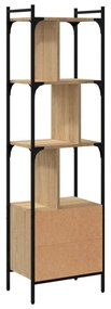 sonoma tölgy szerelt fa könyvespolc ajtóval 44,5x30x154,5 cm