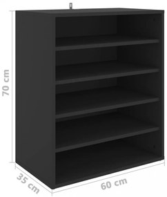 vidaX fekete szerelt fa cipősszekrény 60 x 35 x 70 cm