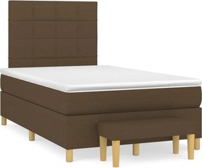 vidaXL sötétbarna szövet rugós ágy matraccal 120 x 200 cm