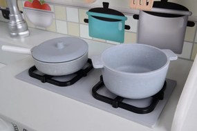 Fából készült játékkonyha gyerekeknek LED világítással, kiegészítőkkel és hangeffektekkel