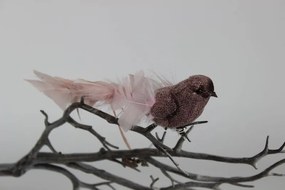Rózsaszín madár karácsonyfadísz csipeszen 20cm
