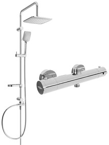 Mexen Sven zuhanygarnitúra esőzuhannyal és termosztatikus zuhanyzóval Kai, króm, 77150262-00
