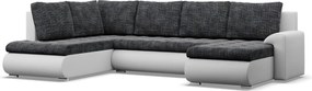 Tokio U sarokkanapé, 3 ágyneműtartóval, fonott + műbőr, baloldali, sötétszürke - fehér