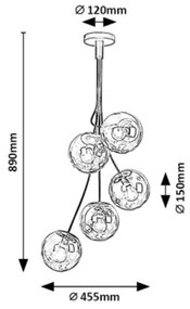 Rabalux 3508 - Csillár rúdon GLORY 5xE14/40W/230V
