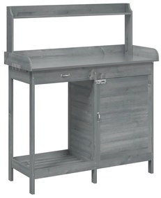 szürke tömör fenyőfa ültetőasztal szekrénnyel 110,5x45x124,5 cm